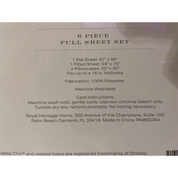 Shabby Chic Sheet Set NEW Full Floral 6 Piece Set Blue Stripe with Orange Flower - Picture 14 of 16